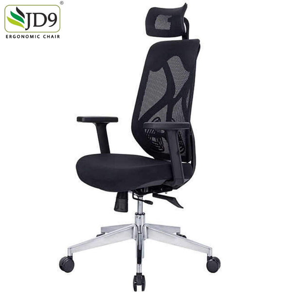 JD9 1 Seater Chair (Glass with Nylon Back With Korean Mesh, Black)