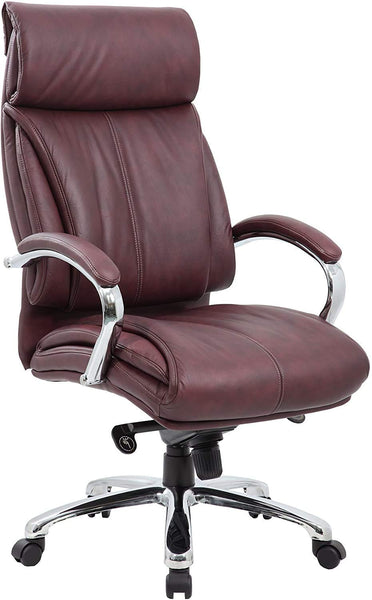 JD9 High Back Office Chair with PU Cushion Back, Aluminium Base | Comfortable Office Chair with Ergonomic Design with Any Position Lock (Brown)