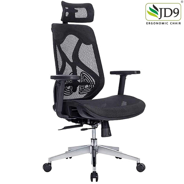 JD9 High Back Ergonomic Chair with Advanced Syncro Tilt Mechanism with Multi Position Lock, Adjustable Arms, Seat Depth & Headrest for Office & Home (Black)