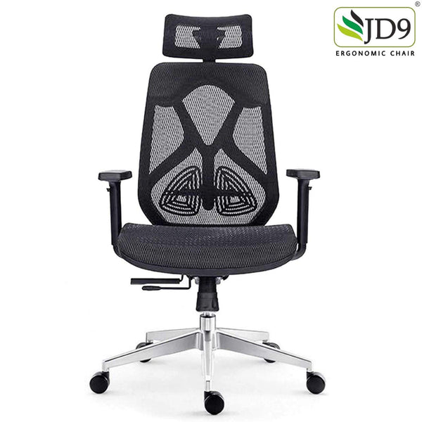 JD9 High Back Ergonomic Chair with Advanced Syncro Tilt Mechanism with Multi Position Lock, Adjustable Arms, Seat Depth & Headrest for Office & Home (Black)