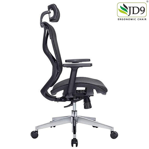 JD9 High Back Ergonomic Chair with Advanced Syncro Tilt Mechanism with Multi Position Lock, Adjustable Arms, Seat Depth & Headrest for Office & Home (Black)