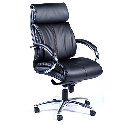 JD9 High Back Office Chair with PU Cushion Back, Aluminium Base | Comfortable Office Chair with Ergonomic Design with Any Position Lock (Black)