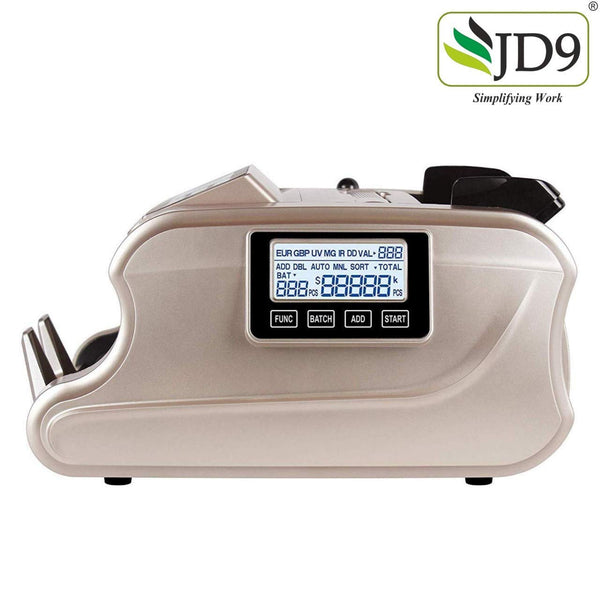 JD9 Exclusive Series Mix Note Value Counting Machine/Currency Counting Machine with Fake Note Detection, Super High Speed & High Capacity, with LED Display, Large LCD Screen (1200pcs / min)