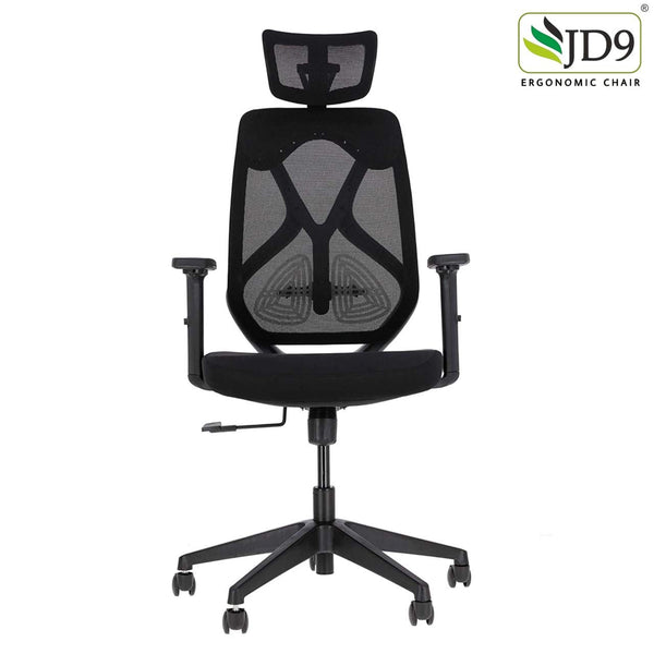 JD9 High Back Ergonomic Chair Cushion Seat with Advanced Syncro Tilt Mechanism, Adjustable Arms & Headrest for Office & Home for Office & Home (Black & Grey)