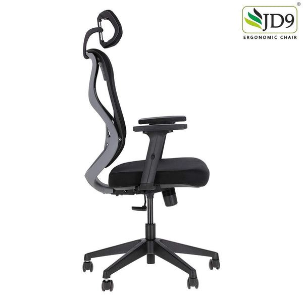 JD9 High Back Ergonomic Chair Cushion Seat with Advanced Syncro Tilt Mechanism, Adjustable Arms & Headrest for Office & Home for Office & Home (Black & Grey)