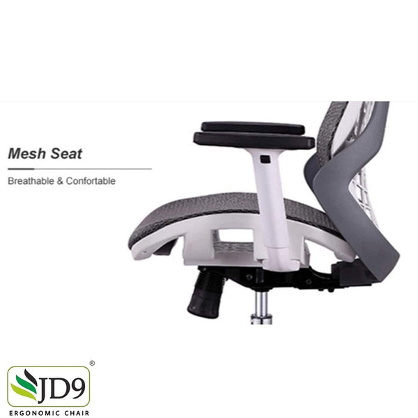 JD9 1 Seater Chair (Glass with Nylon Back With Korean Mesh, White , Grey)