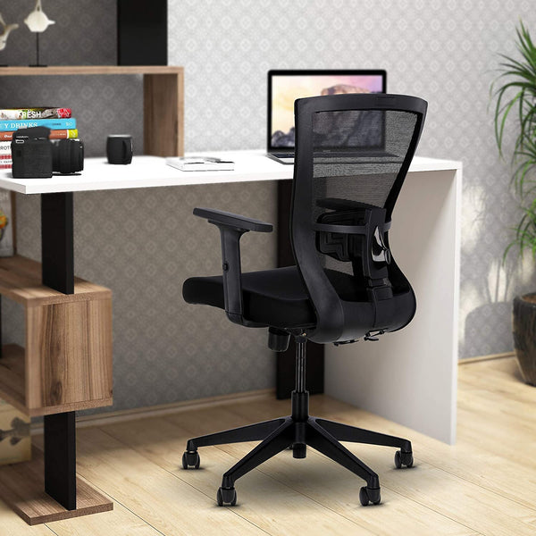 JD9 Office Chair with Lumbar Back Support,and Height Adjustable Arms for Home (Breathable Mesh, Black, Aqua)