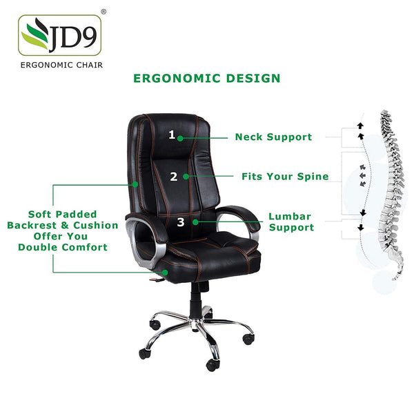 JD9 High Back Executive Swivel Office Desk Chair with Tilt Lock Mechanism (Black)