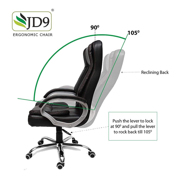 JD9 High Back Executive Swivel Office Desk Chair with Tilt Lock Mechanism (Black)