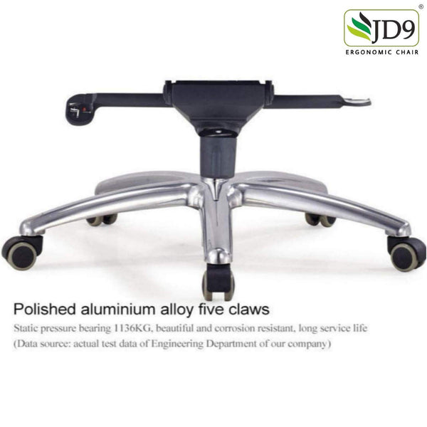 JD9 High Back Office Chair with Italian Fine Grain PU Cushion Back, Aluminium Base | Most Comfortable Chair with Ergonomic Design with Any Position Lock (Black)