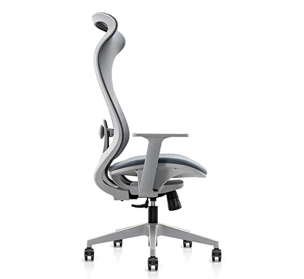 JD9 High Back Mesh Multi-Position Lock with Seat Slider Office Chair with High Density Foam Seat (Premium Mesh, White & Grey)