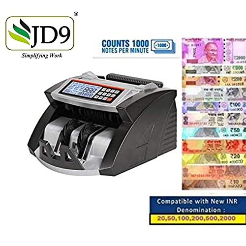 JD9 Latest Note Counting Machine with Fake Note Detection/Currency Counting Machine/Money Counting Machine with UV MG IR Detection - Heavy Duty for Professional & Bank USE