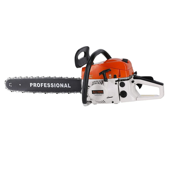 JD9 20" Professional Heavy Duty Chainsaw, 58CC 3.5 KW 12500 RPM Powerful Handed Petrol Chain Saw, Woodcutting Saw for Farm, Garden and Ranch with Tool Kit