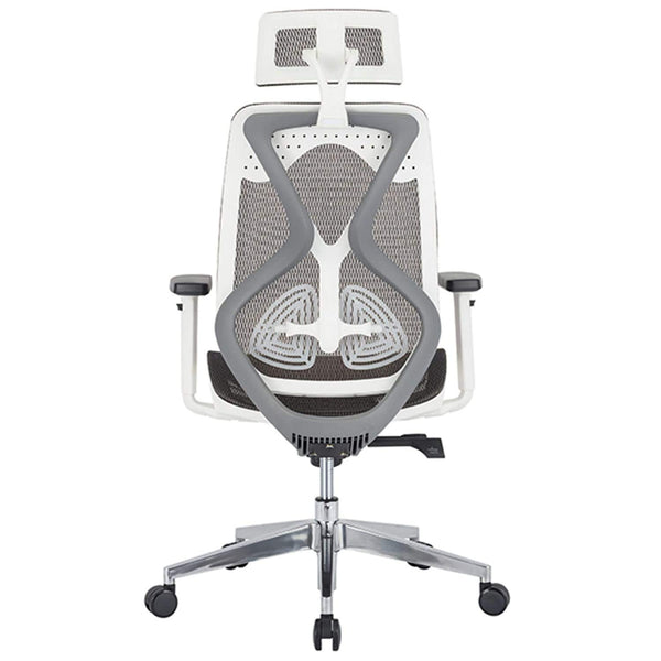 JD9 High Back Ergonomic Chair with Advanced Syncro Tilt Mechanism with Multi Position Lock, Adjustable Arms, Seat Depth & Headrest for Office & Home (White & Grey)