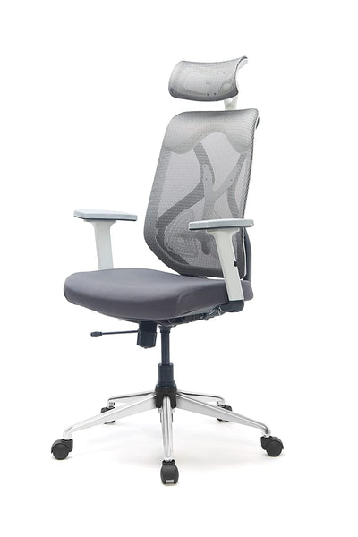 JD9 Oyster 1 Seater Chair with Cushion Seat (Breathable Mesh, White & Grey)