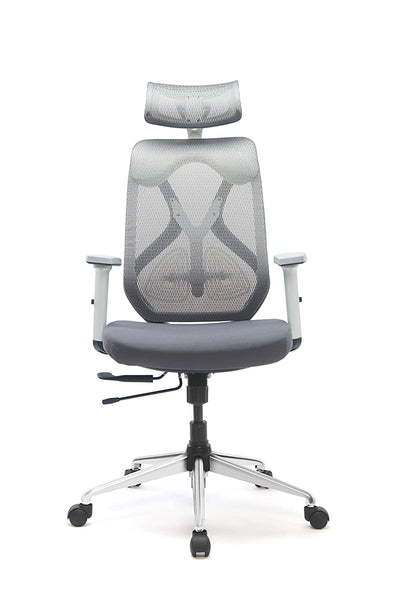 JD9 Oyster 1 Seater Chair with Cushion Seat (Breathable Mesh, White & Grey)