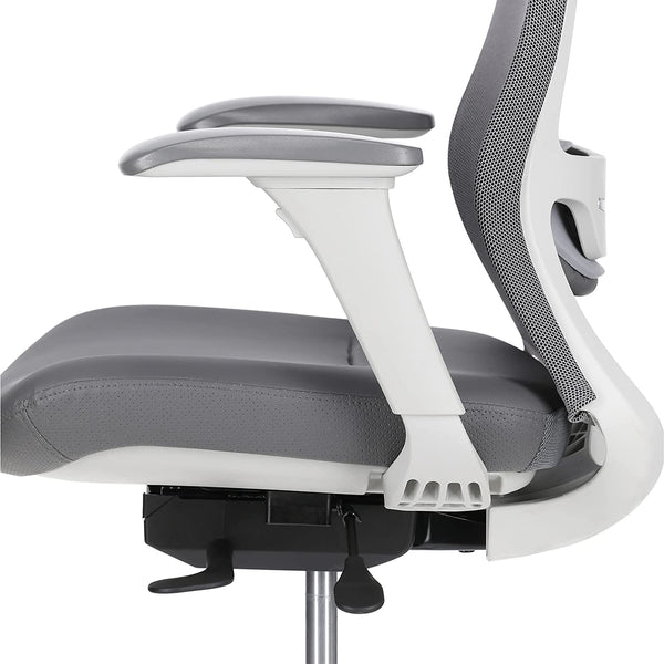 JD9 High Back Mesh Self Weight Syncro tilt Mechanism with Multi Position Lock & Seat Slider Office Chair with Cushion Seat (Premium Mesh White & Grey)