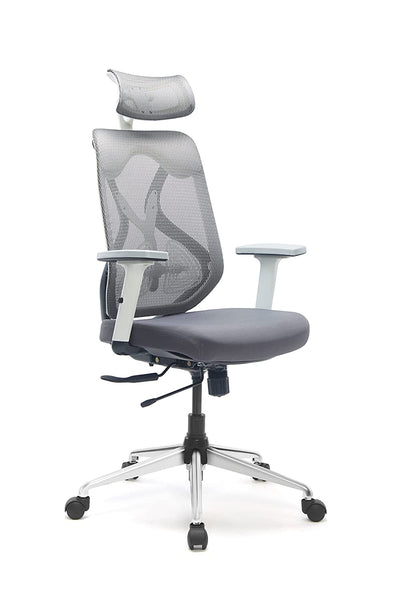 JD9 Oyster 1 Seater Chair with Cushion Seat (Breathable Mesh, White & Grey)