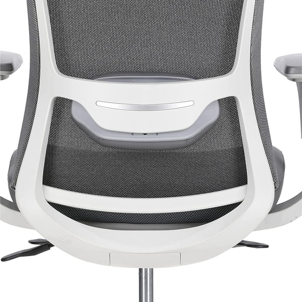 JD9 High Back Mesh Self Weight Syncro tilt Mechanism with Multi Position Lock & Seat Slider Office Chair with Cushion Seat (Premium Mesh White & Grey)