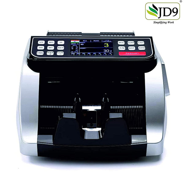 JD9 Mix Note Value Counting Machine Fully Automatic with Japanese Technology Fake Note Detection, Compatible with New Currency.