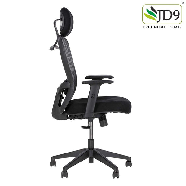 JD9 High Back Office Chair with Adjustable Lumbar Back Support, and Height Adjustable Arms(Breathable Mesh, Black)