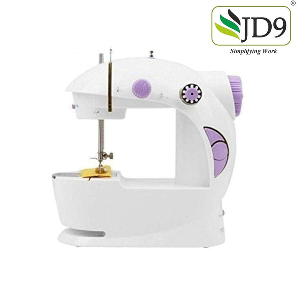 JD9 Mini Portable Sewing Machine 4 in 1 for Home Tailoring, Sewing Machines, Mini Sewing Machine for Home, Sewing Machine Mini, Hand Machine for Stitching, Hand Sewing Machines,White & Purple