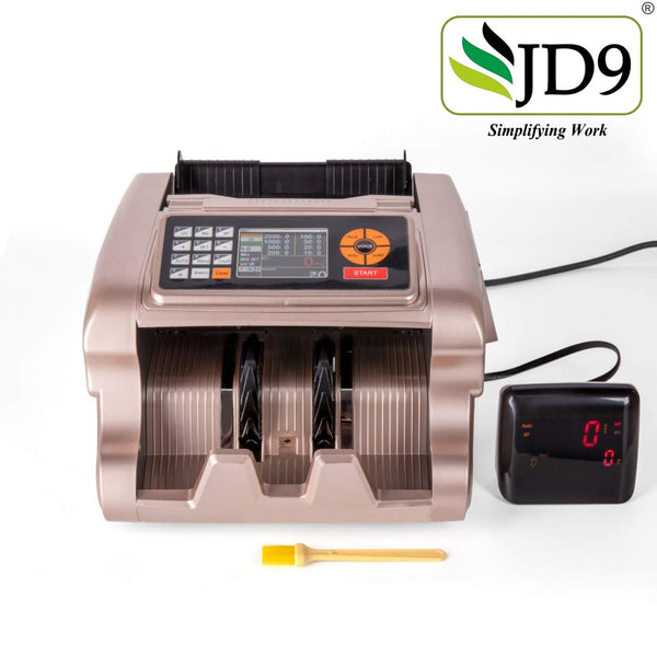 JD9 Professional Mix Note Value Counting Machine/Currency Counting Machine with Fake Note Detection, with LED Display and Large LCD Screen, Suitable for All Old & New Notes.