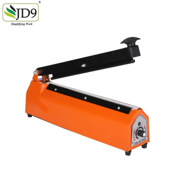 JD9 12 inches Premium Range Metal Heavy Duty Heat Sealer Machine, Heat Sealer for Plastic Bag 12" inch, Impulse Sealer, Impulse Sealer Machine, Packing Machine (Orange).