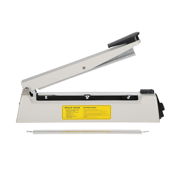 JD9 12 inches Heavy Duty Metal IB Heat Sealer, Heat Sealer for Plastic Bag 12" inch, Impulse Sealer Machine, Packing Machine (Off-White).