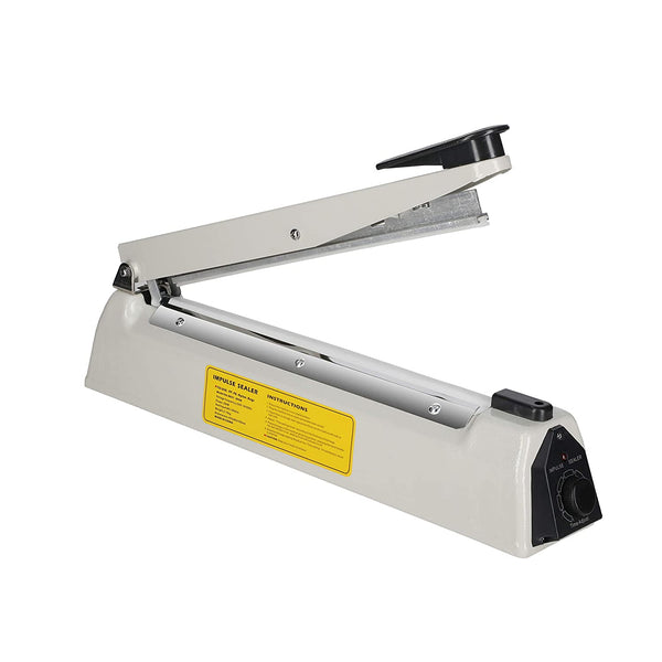 JD9 12 inches Heavy Duty Metal IB Heat Sealer, Heat Sealer for Plastic Bag 12" inch, Impulse Sealer Machine, Packing Machine (Off-White).