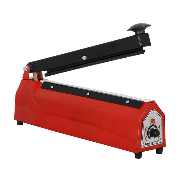 JD9 12 inches Metal Premium Range Heavy Duty Heat Sealer Machine, Heat Sealer for Plastic Bag 12" inch, Impulse Sealer, Impulse Sealer Machine, Packing Machine (Red)