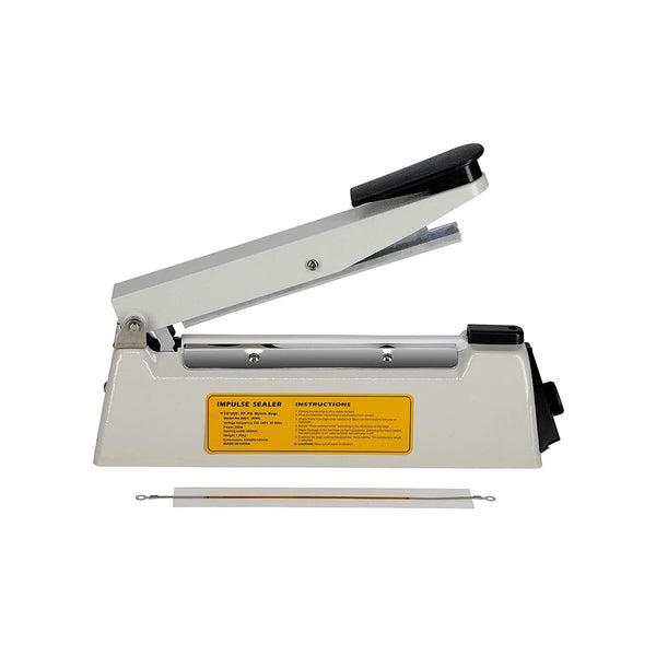 JD9 8 inches Heavy Duty Plastic IB Heat Sealer, Heat Sealer for Plastic Bag 8" inch, Impulse Sealer Machine, Packing Machine (Off-White).