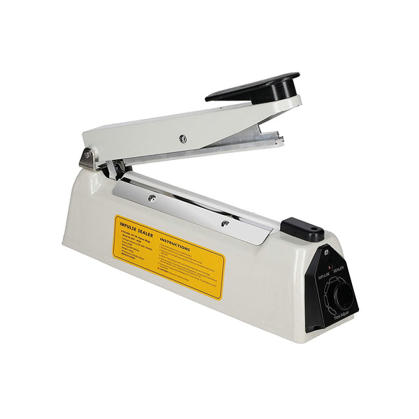 JD9 8 inches Heavy Duty Plastic IB Heat Sealer, Heat Sealer for Plastic Bag 8" inch, Impulse Sealer Machine, Packing Machine (Off-White).