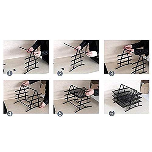 JD9 Metal Mesh 3 Tier Document Tray, File Tray, File Rack for A4 Documents/Files/Papers/Letters/folders Holder Desk Organizer (Black)