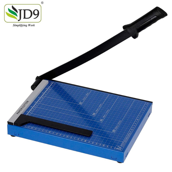 JD9 Paper Cutter A4 Heavy Duty Professional Paper Trimmer, Guillotine Craft Machine for Office, Home, Craft, Photo Studio(Blue) (A4, B5, A5, B6, B7) (12.5 x 9.8 x 1.2 inch)