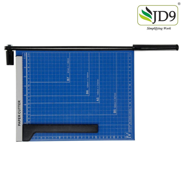 JD9 Paper Cutter A4 Heavy Duty Professional Paper Trimmer, Guillotine Craft Machine for Office, Home, Craft, Photo Studio(Blue) (A4, B5, A5, B6, B7) (12.5 x 9.8 x 1.2 inch)