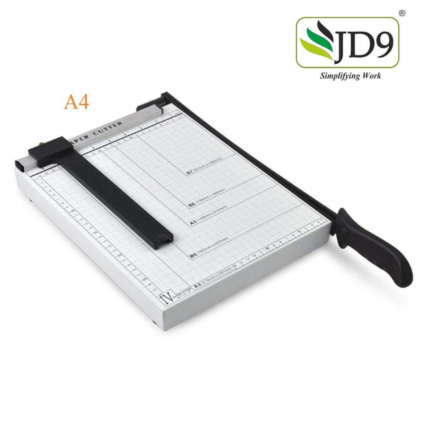 JD9 Paper Cutter A4 Heavy Duty Professional Paper Trimmer, Guillotine Craft Machine for Office, Home, Craft, Photo Studio (A4, B5, A5, B6, B7) (White, 12.5 x 9.8 x 1.2 inch)
