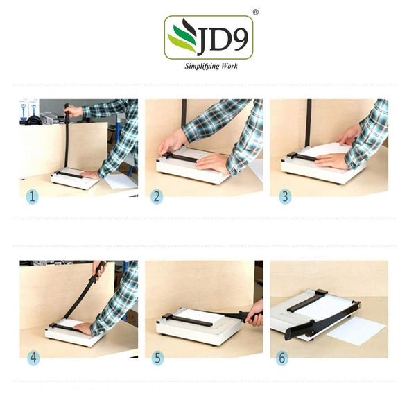 JD9 Paper Cutter A4 Heavy Duty Professional Paper Trimmer, Guillotine Craft Machine for Office, Home, Craft, Photo Studio (A4, B5, A5, B6, B7) (White, 12.5 x 9.8 x 1.2 inch)