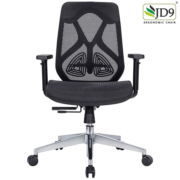 JD9 Medium Back Ergonomic Chair with Advanced Syncro Tilt Mechanism with Multi Position Lock for Office & Home (Black)