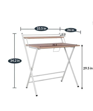 JD9 Folding Study Table/Work from Home/Foldable Office Table/Multi Purpose/Adjustable Laptop Table with Shelf (Beige)