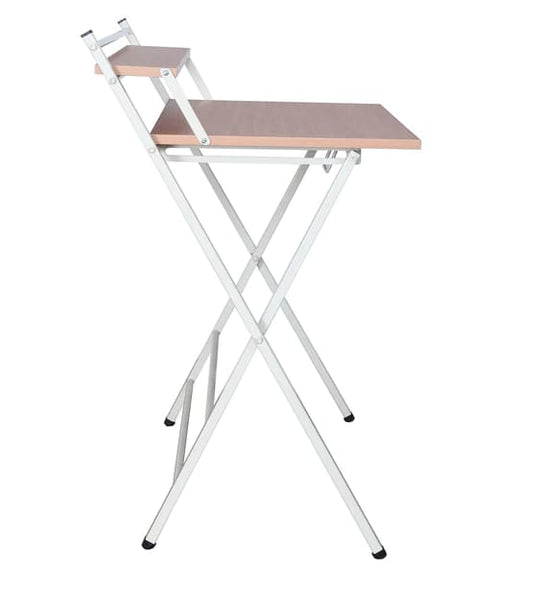 JD9 Folding Study Table/Work from Home/Foldable Office Table/Multi Purpose/Adjustable Laptop Table with Shelf (Beige)