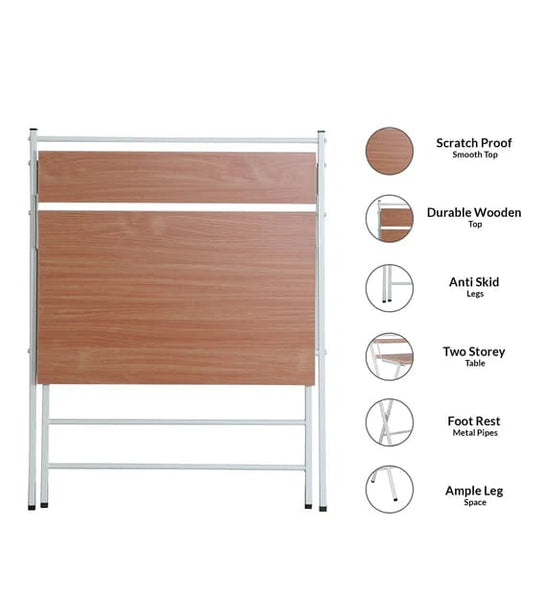 JD9 Folding Study Table/Work from Home/Foldable Office Table/Multi Purpose/Adjustable Laptop Table with Shelf (Beige)