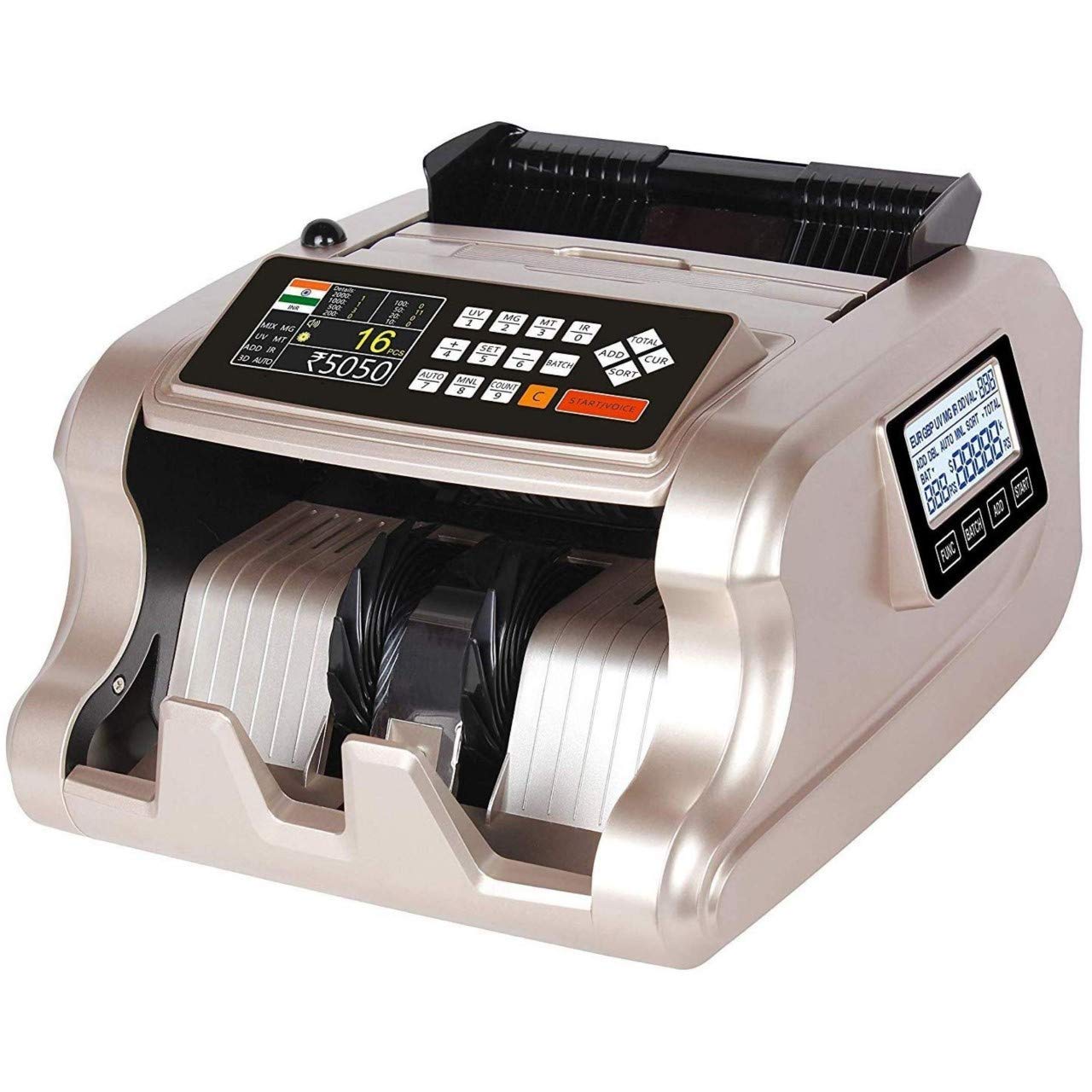 JD9 Exclusive Series Mix Note Value Counting Machine/Currency Counting Machine with Fake Note Detection, Super High Speed & High Capacity, with LED Display, Large LCD Screen (1200pcs / min)