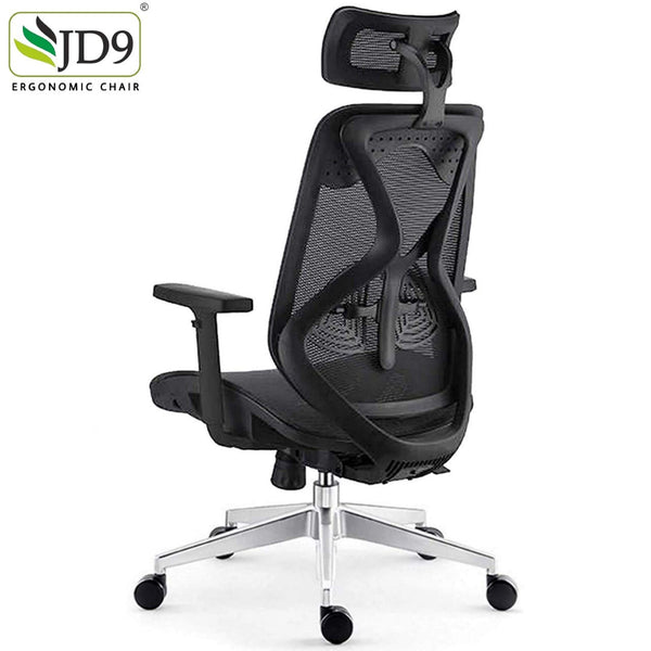 JD9 High Back Ergonomic Chair with Advanced Syncro Tilt Mechanism with Multi Position Lock, Adjustable Arms, Seat Depth & Headrest for Office & Home (Black)