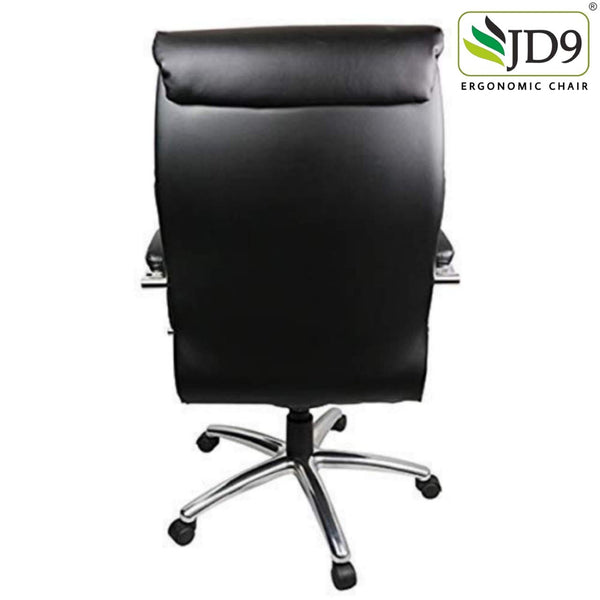 JD9 High Back Office Chair with PU Cushion Back, Aluminium Base | Comfortable Office Chair with Ergonomic Design with Any Position Lock (Black)