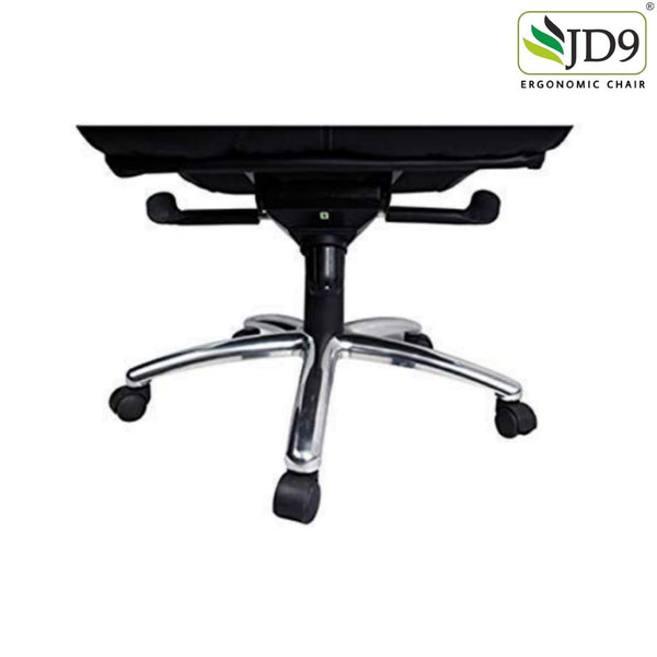 JD9 High Back Office Chair with PU Cushion Back, Aluminium Base | Comfortable Office Chair with Ergonomic Design with Any Position Lock (Black)