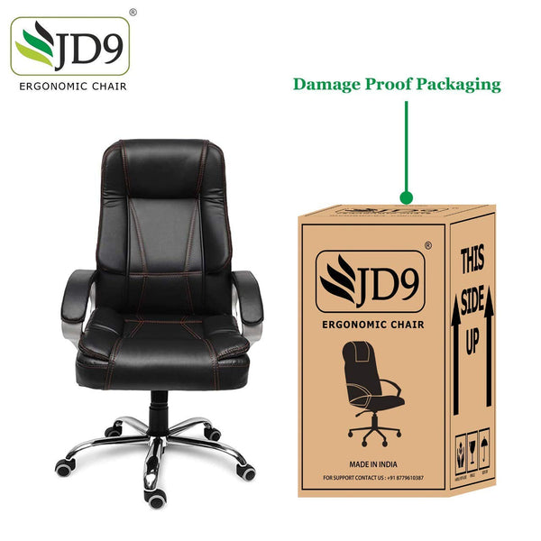 JD9 High Back Executive Swivel Office Desk Chair with Tilt Lock Mechanism (Black)