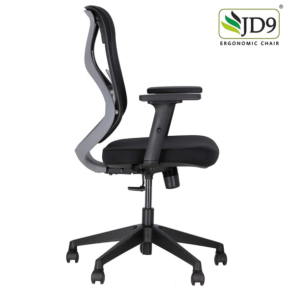 JD9 Ergonomic Chair (Breathable Mesh, Black, Grey)