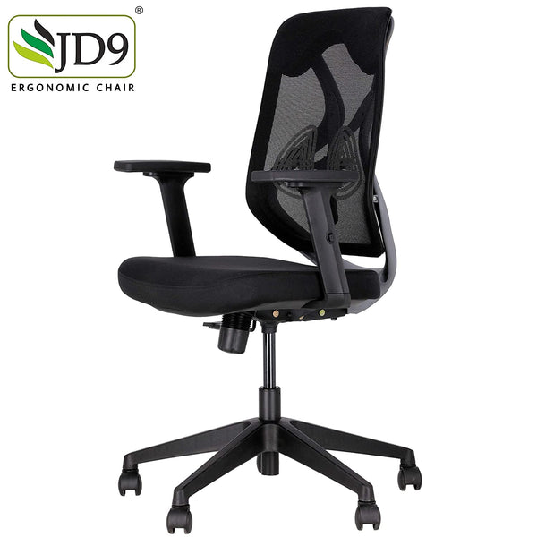 JD9 Ergonomic Chair (Breathable Mesh, Black, Grey)