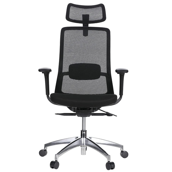 JD9 High Back Mesh Self Weight Syncro tilt Mechanism with Multi Position Lock & Seat Slider Office Chair with Cushion Seat (Premium Mesh Black)